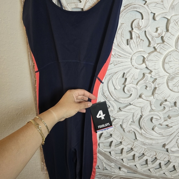 Fourlaps Re-Up Elevate Training Jumpsuit Navy Scoop Neck size L NWT $128 - Picture 6 of 10